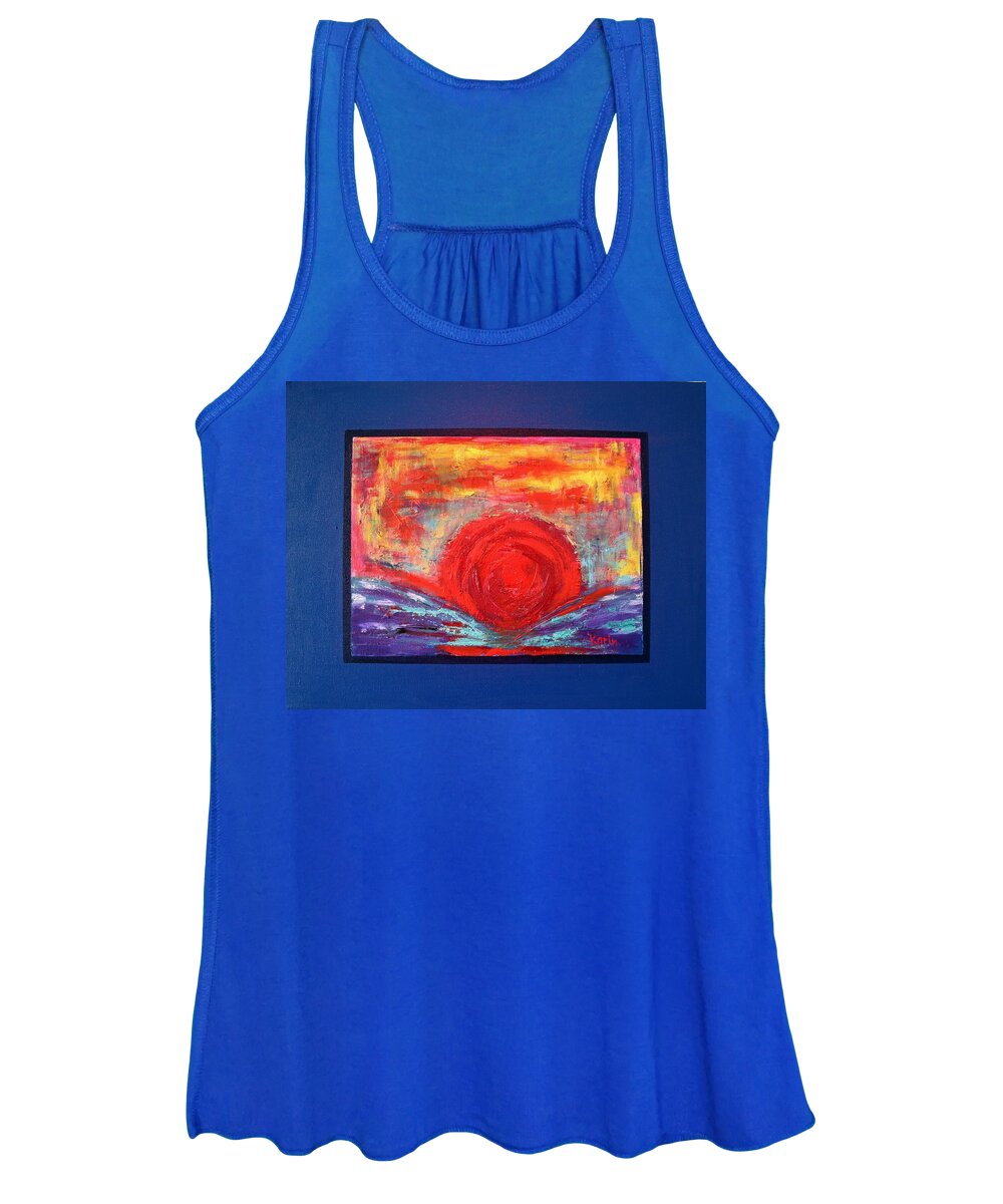 Sunset Women's Tank Top featuring the painting Almost Gone by Karin Eisermann