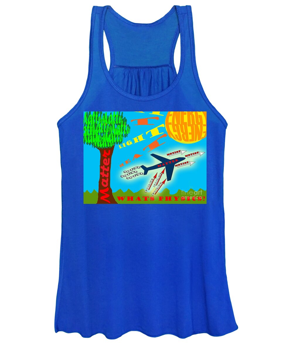Science Women's Tank Top featuring the digital art Science Classroom Poster on Physics by Lisa Lambert-Shank