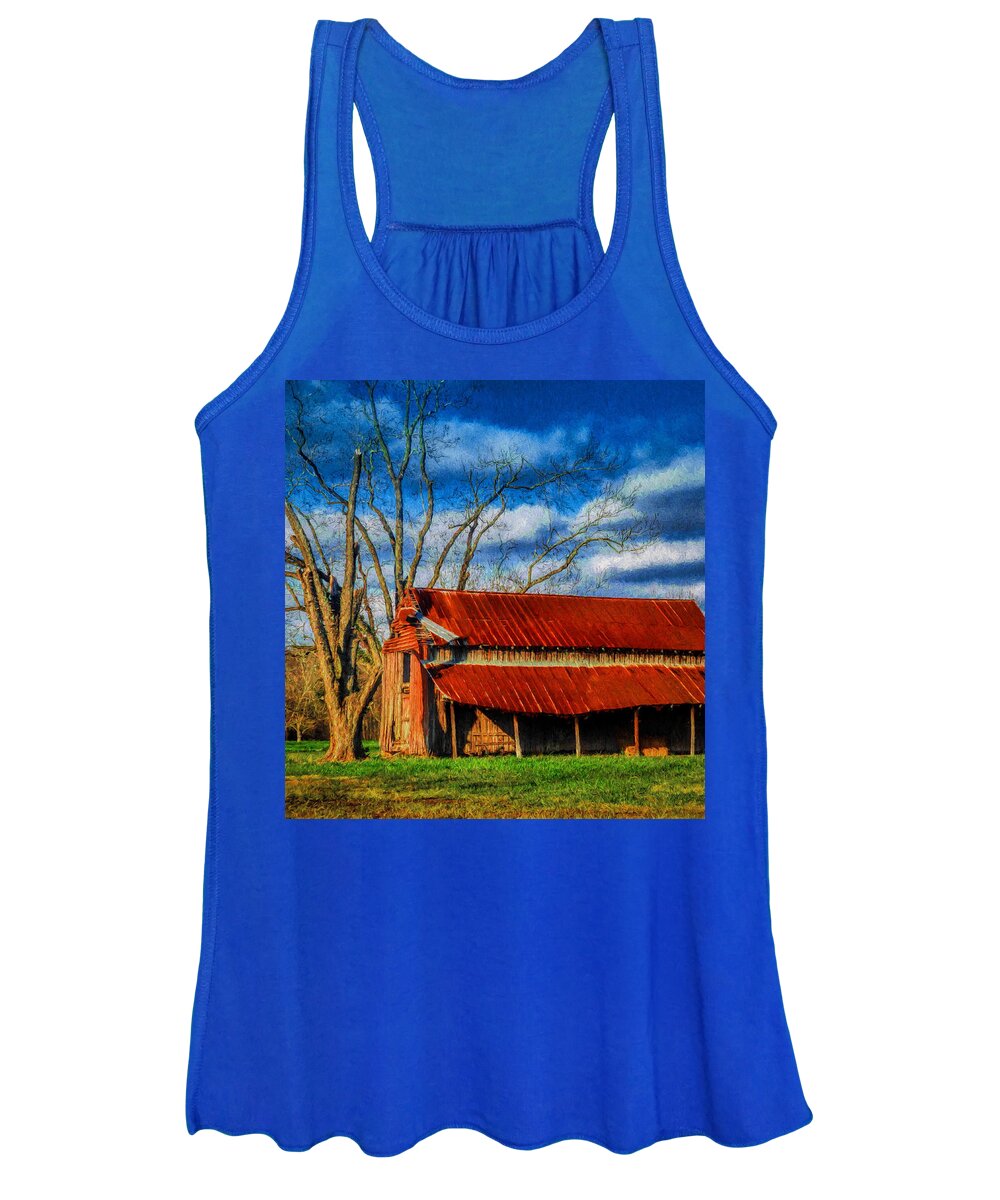 Fine Art Prints Women's Tank Top featuring the photograph Red Roof Barn by Dave Bosse