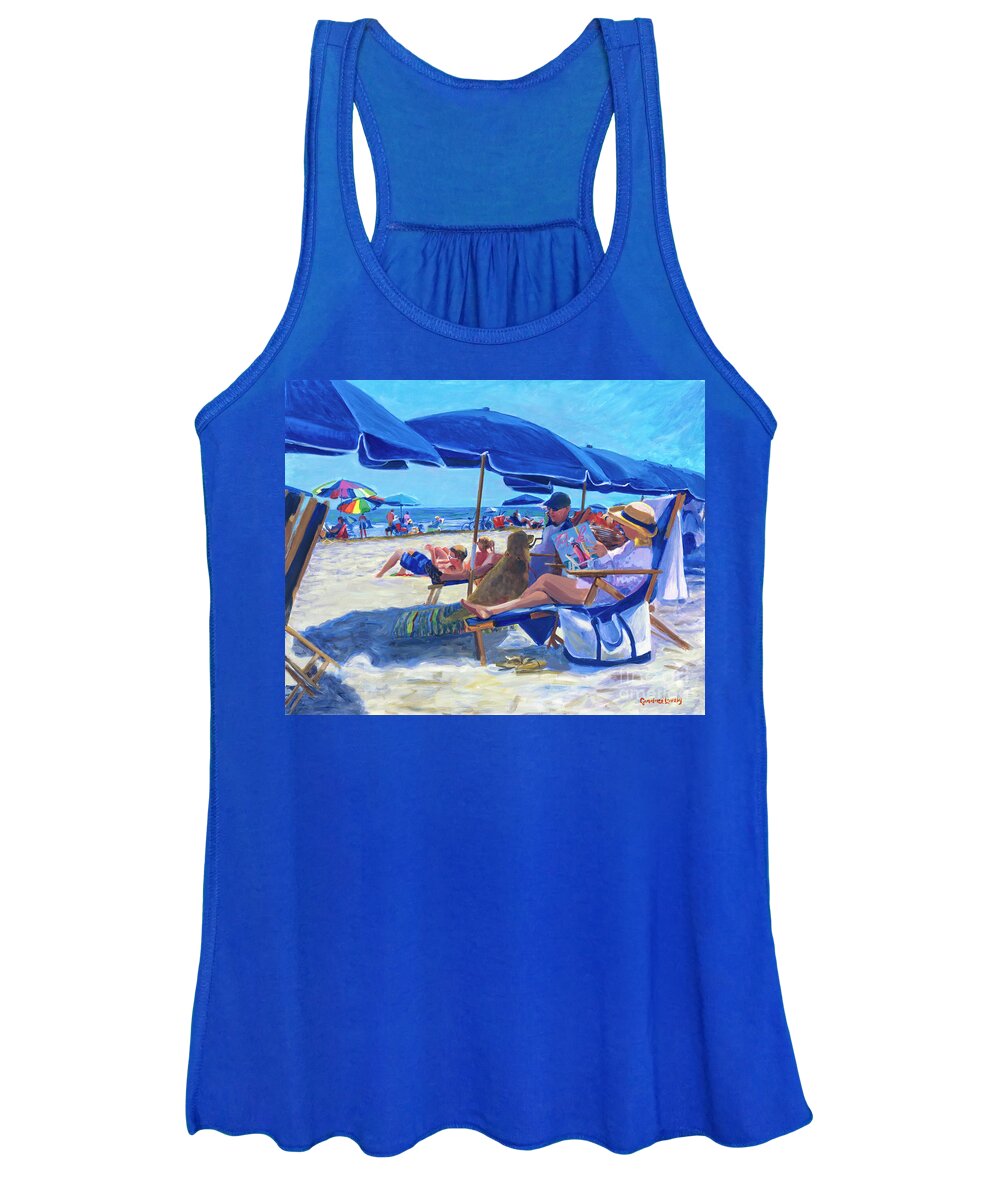 Beach Women's Tank Top featuring the painting Sunday Umbrella Blues by Candace Lovely