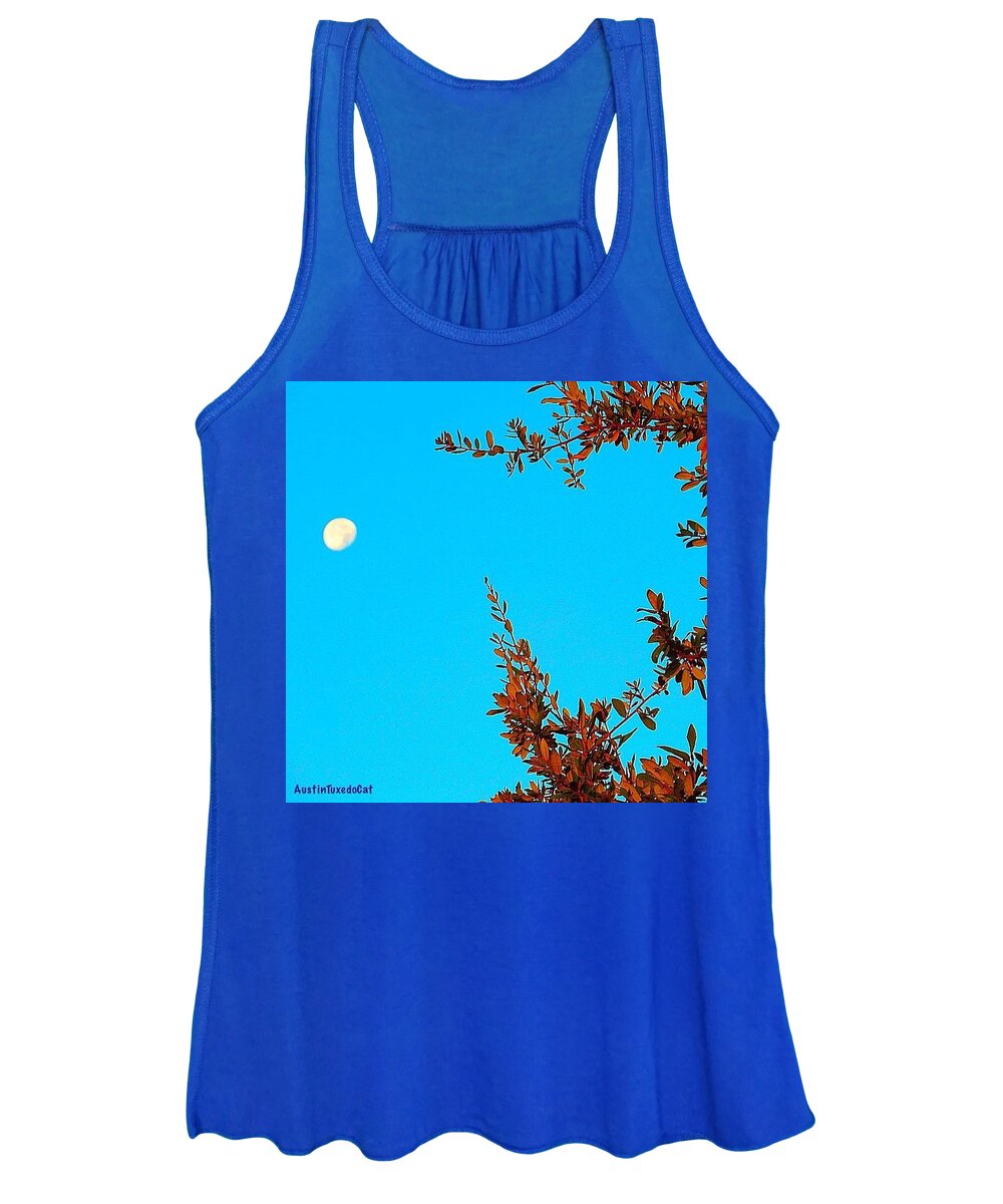 Beautiful Women's Tank Top featuring the photograph The #moon And The #trees This #1 by Austin Tuxedo Cat