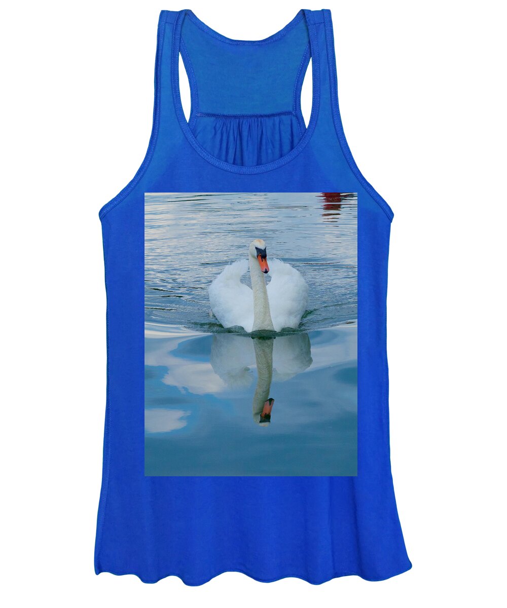 Swan Women's Tank Top featuring the photograph A Swan in the Clouds by Mark Egerton