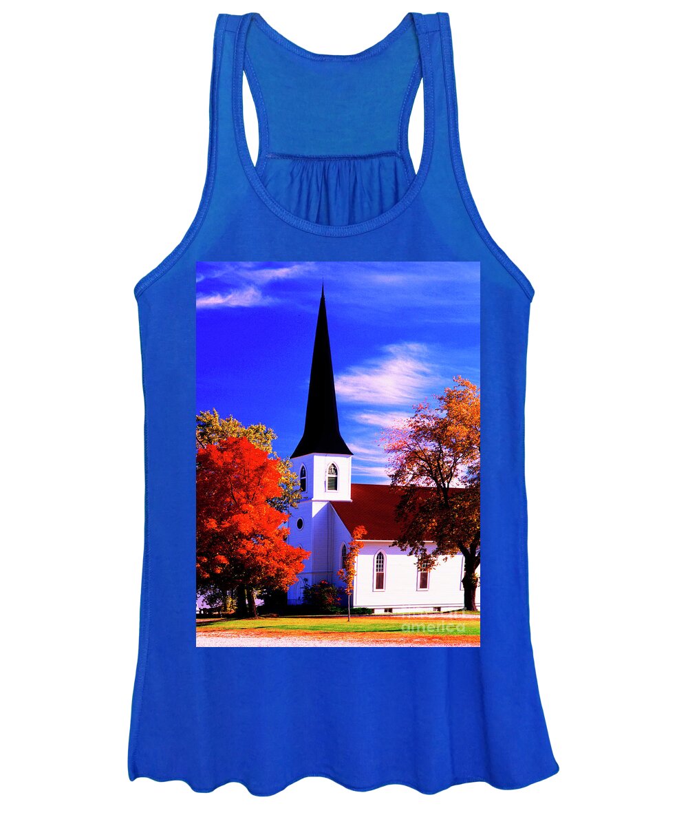 Algonquin Women's Tank Top featuring the photograph Algonquin Rd Church St Johns United by Tom Jelen