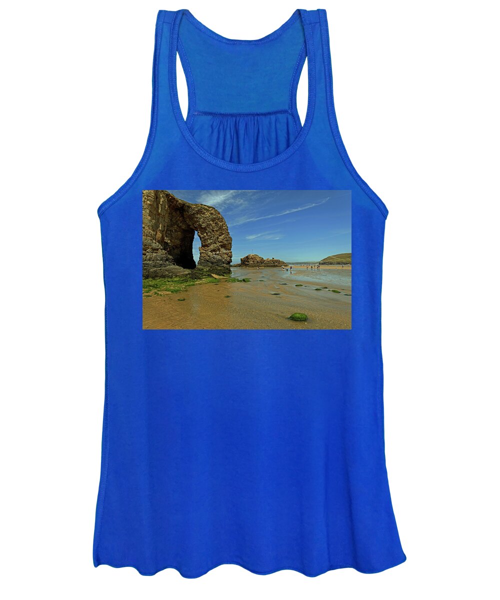 Britain Women's Tank Top featuring the photograph Arch Rock - Perranporth Beach by Rod Johnson