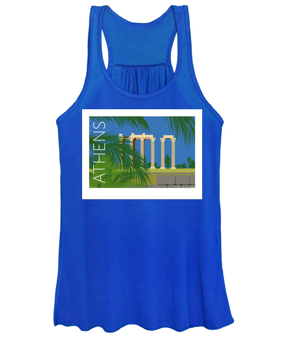 Athens Women's Tank Top featuring the digital art ATHENS Temple of Olympian Zeus - Blue by Sam Brennan