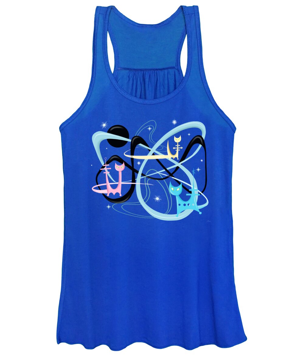Paintin Women's Tank Top featuring the painting Atomic Rocket Cats In Space by Little Bunny Sunshine