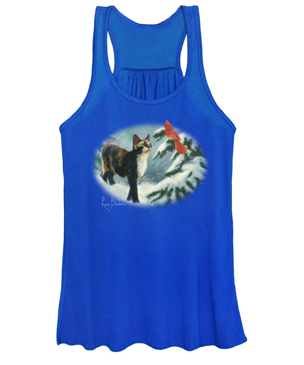 Cat Women's Tank Top featuring the painting Attentive by Lucie Bilodeau