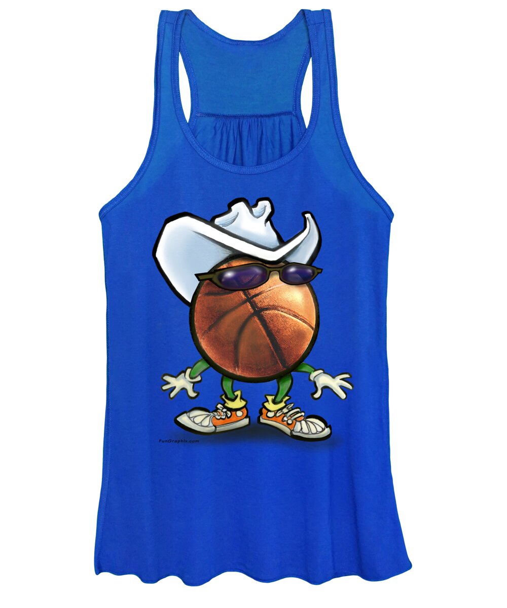 Basketball Women's Tank Top featuring the digital art Basketball Cowboy by Kevin Middleton