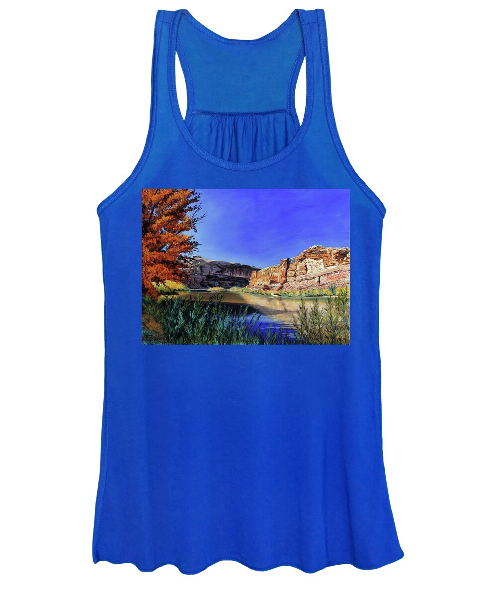 T L Women's Tank Top featuring the painting Big Bend on the Colorado by Timithy L Gordon