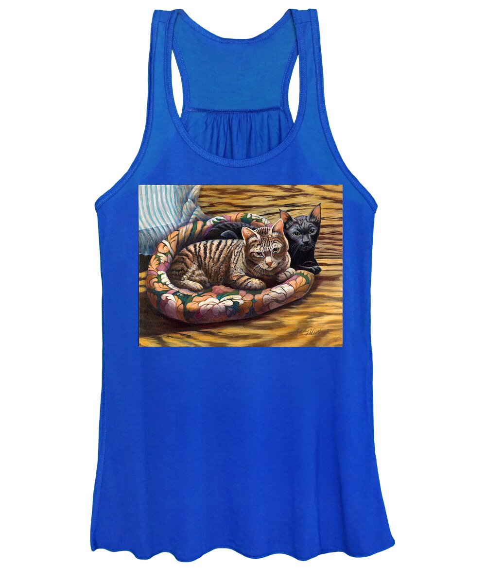 Cat Women's Tank Top featuring the painting Blackie and Meowth by Cynthia Westbrook