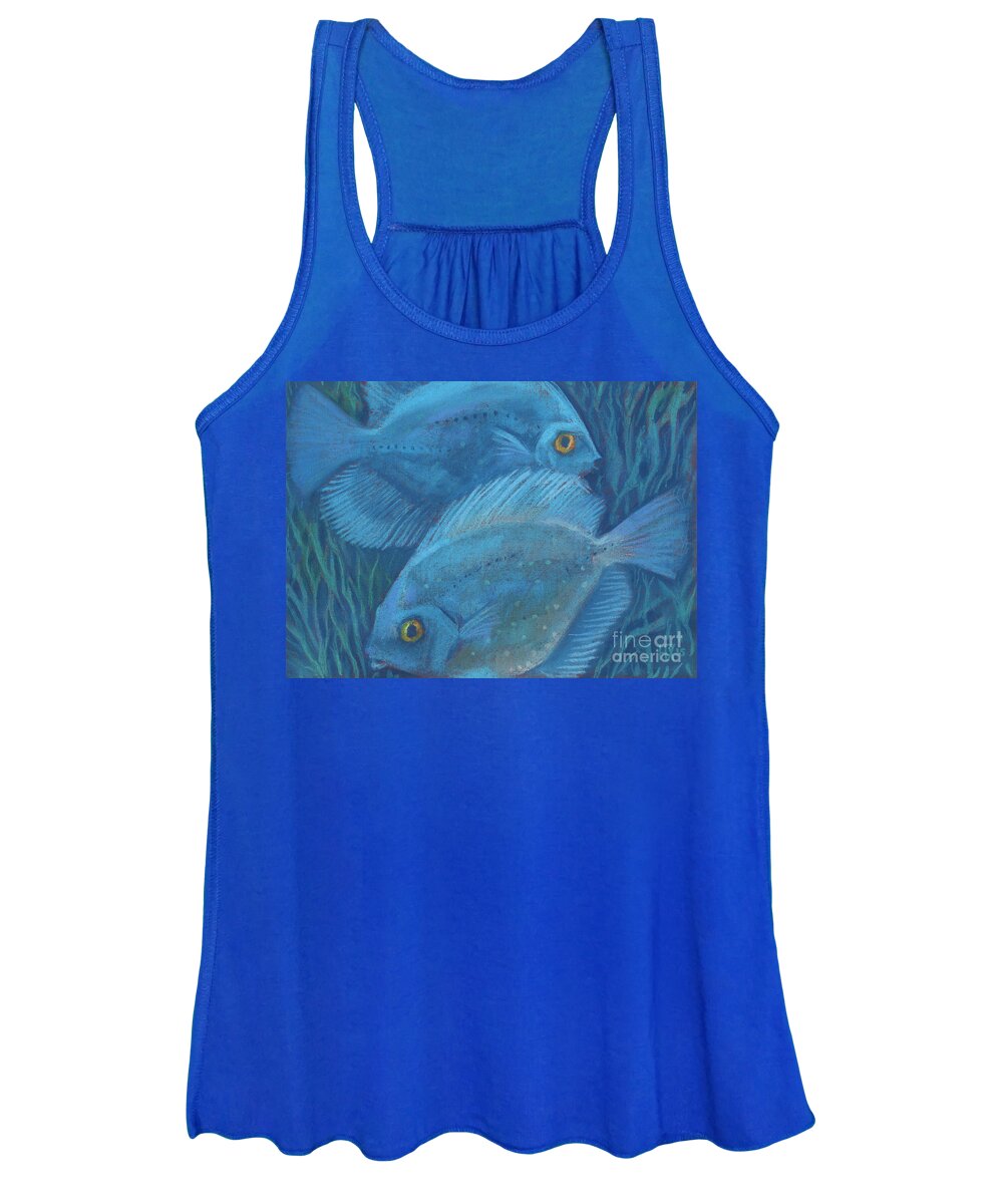 Underwater Women's Tank Top featuring the painting Blue discuses by Julia Khoroshikh