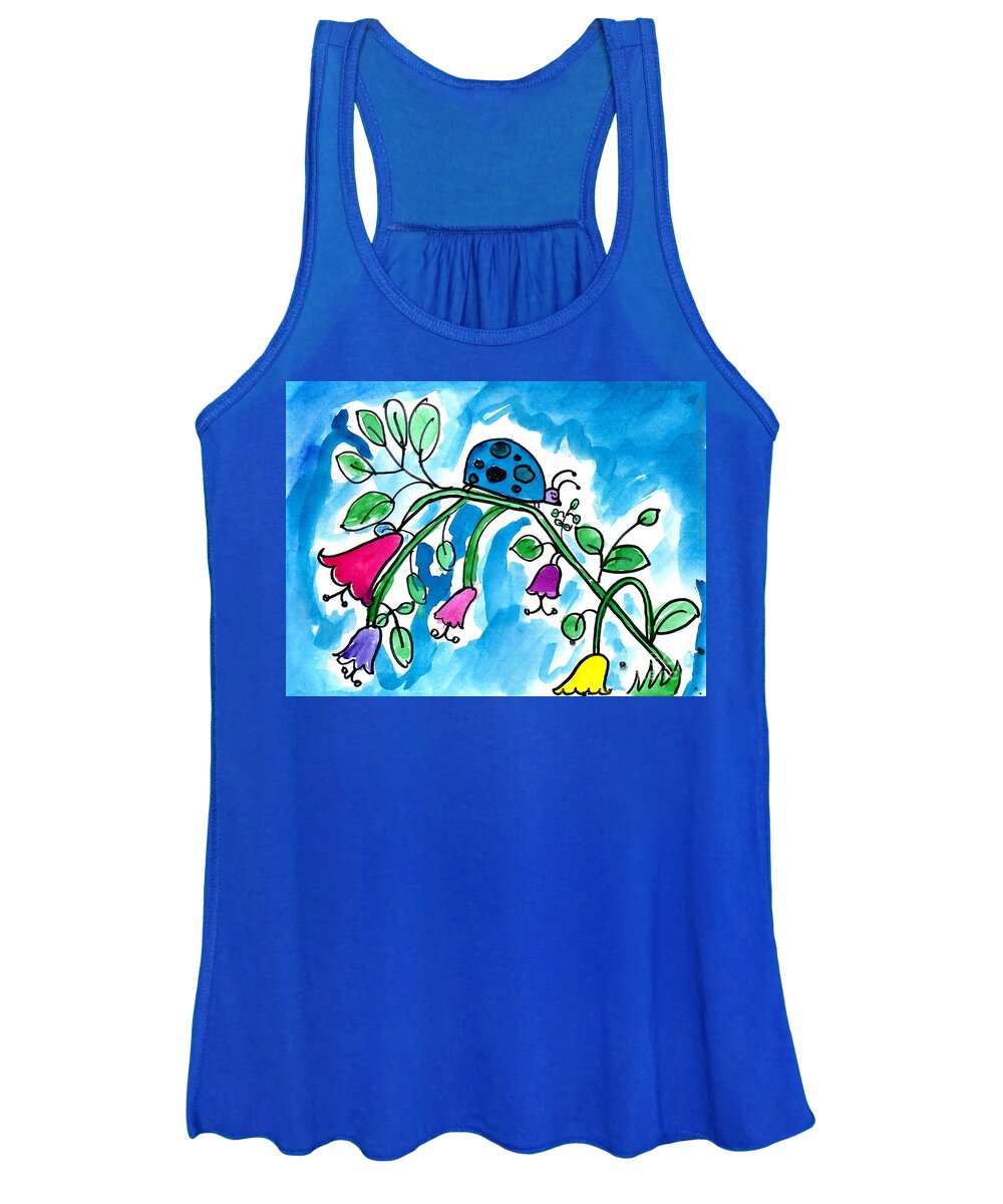 Ladybug Women's Tank Top featuring the painting Blue Ladybug by Jackie Wicks Age Eleven
