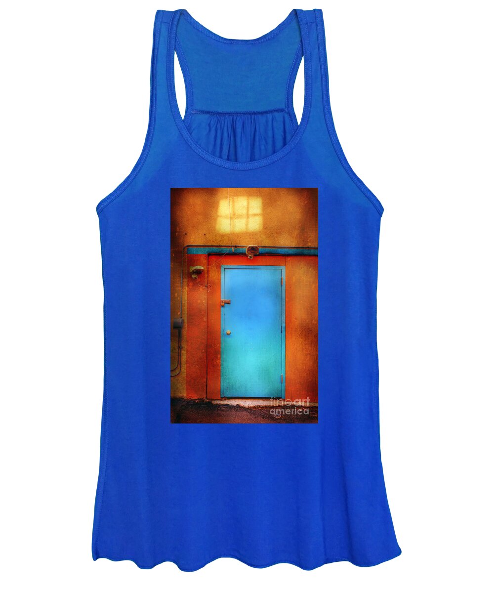 Tranquility Women's Tank Top featuring the photograph Blue Taos Door by Craig J Satterlee