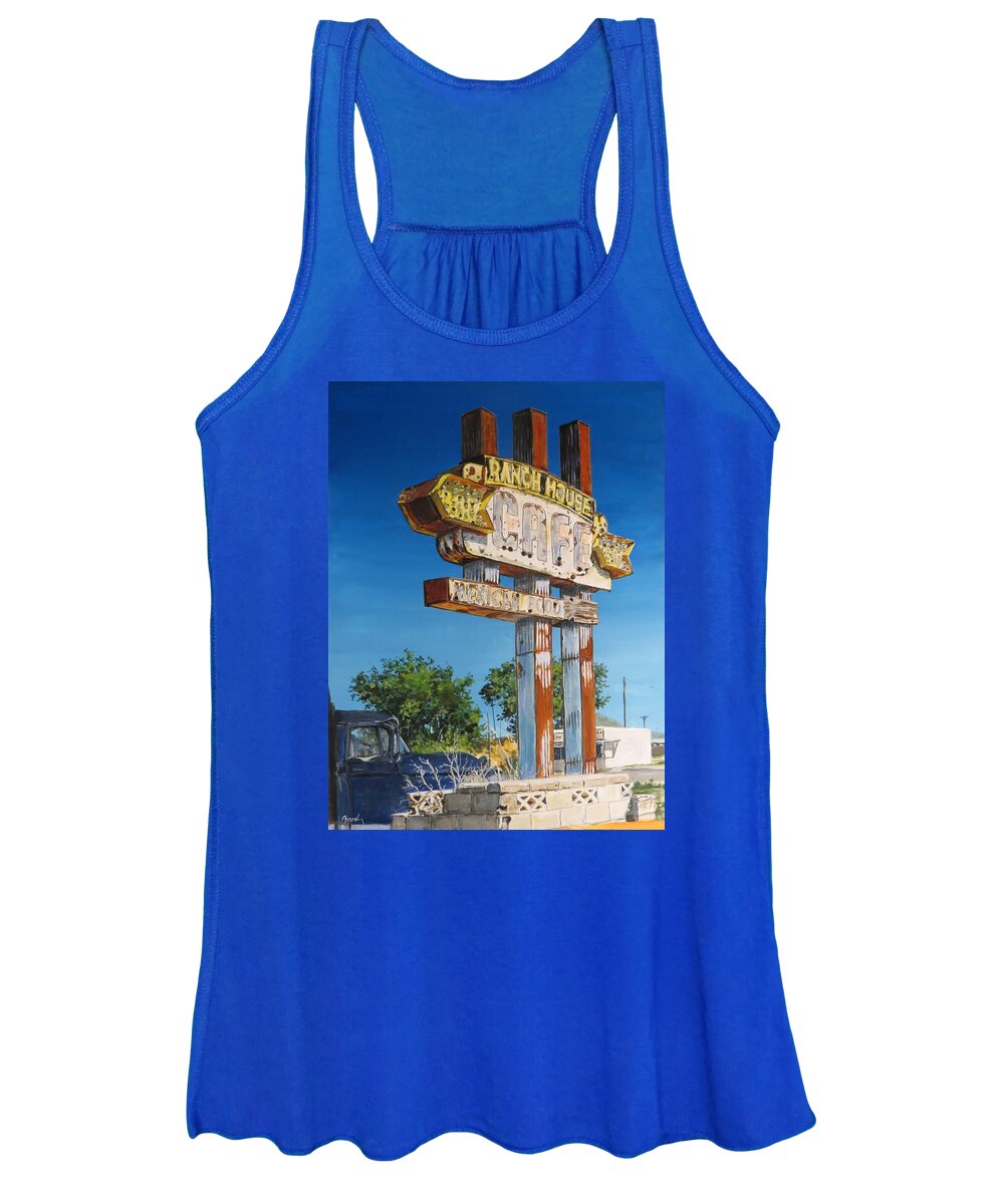 Route 66 Women's Tank Top featuring the painting Cafe by William Brody