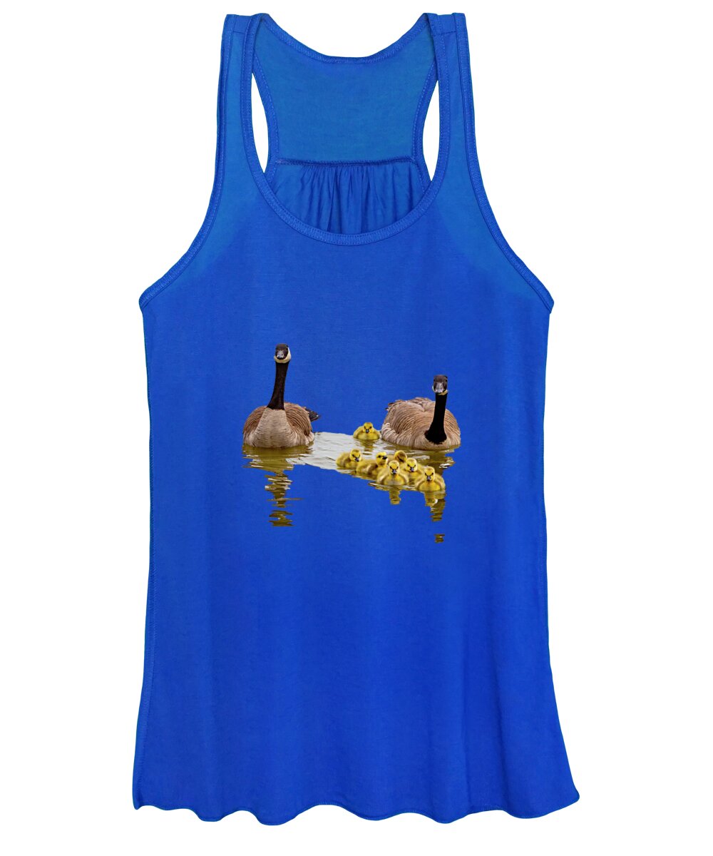 Candian Gees And Goslings Women's Tank Top featuring the photograph Canadian Geese and Goslings by David Millenheft
