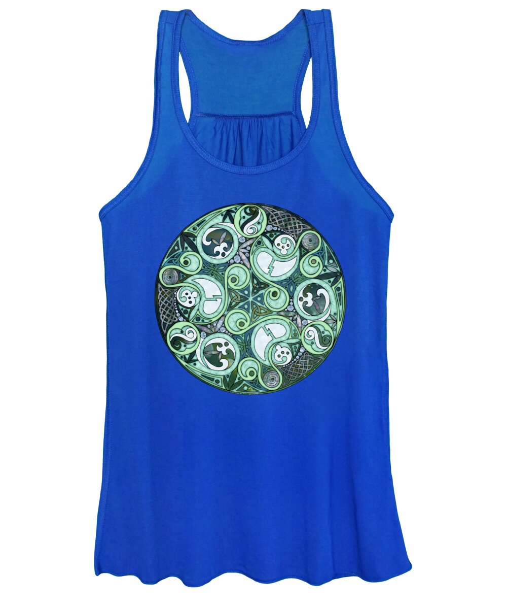 Abstract Art Women's Tank Top featuring the mixed media Celtic Stormy Sea Mandala by Kristen Fox