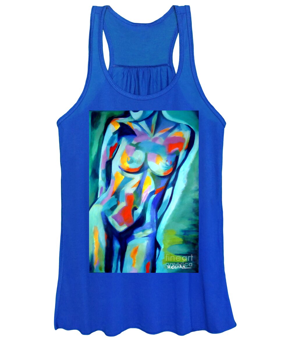 Nude Figures Women's Tank Top featuring the painting Charmed night by Helena Wierzbicki