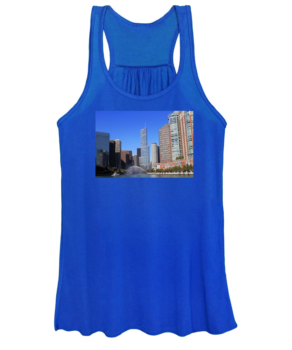 River Women's Tank Top featuring the photograph Chicago River by Milena Ilieva