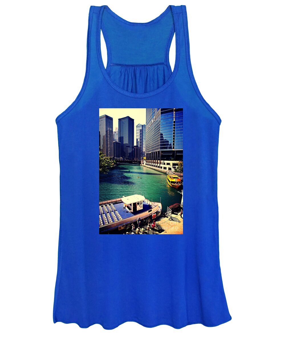 Chicago-cityscape Women's Tank Top featuring the photograph City of Chicago - River Tour by Frank J Casella