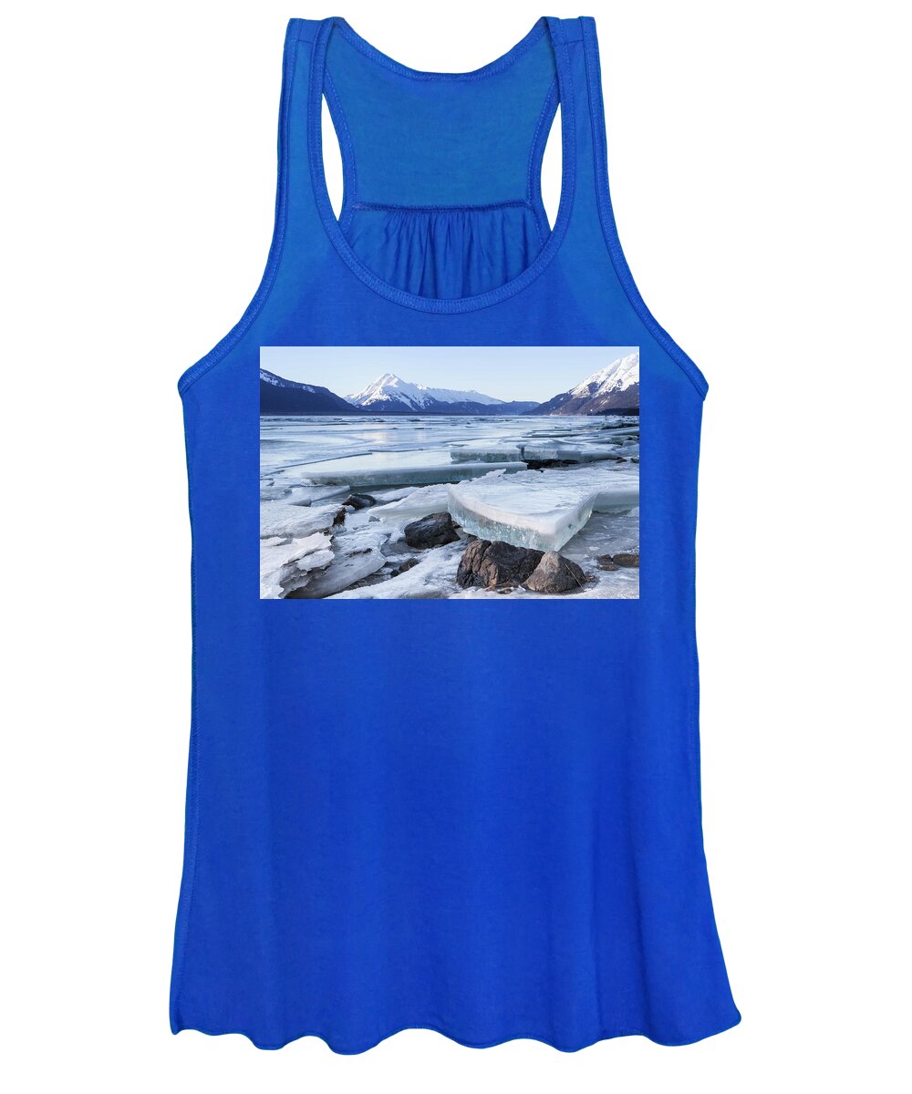 Alaska Women's Tank Top featuring the photograph Chilkat River Ice Chunks by Michele Cornelius