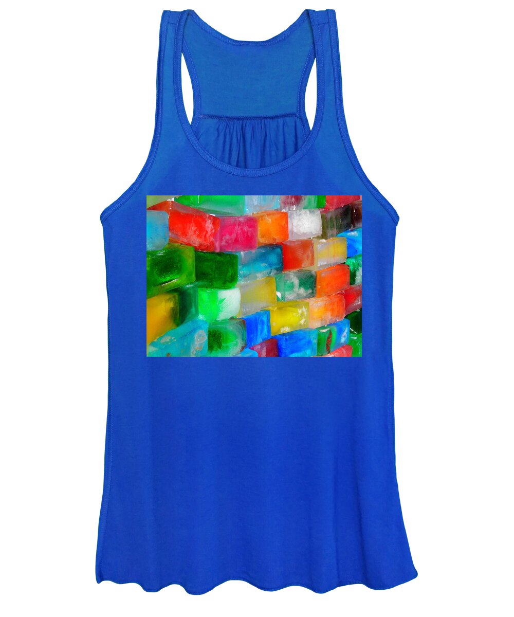 Wall Women's Tank Top featuring the photograph Colored Ice Bricks by Juergen Weiss