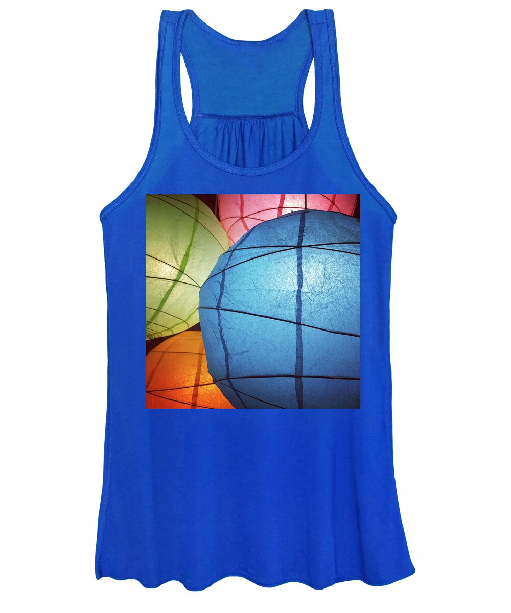 Lantern Women's Tank Top featuring the photograph Colorful paper lanterns by GoodMood Art