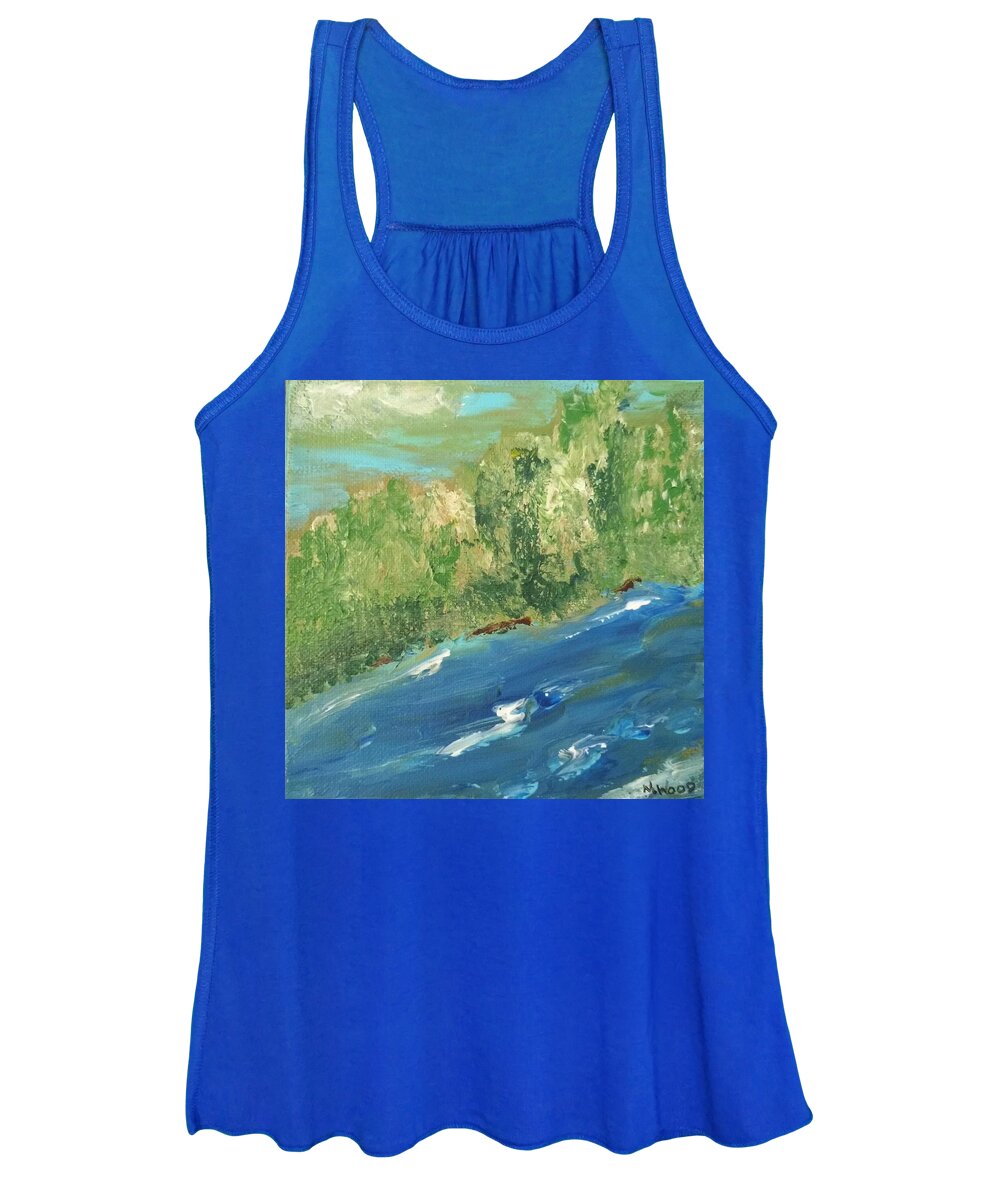 Stream Women's Tank Top featuring the painting Cool Water by Nancy Sisco