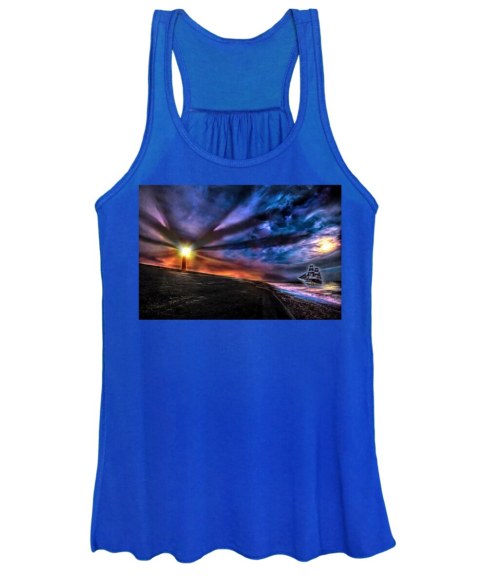 Lighthouse Women's Tank Top featuring the digital art Darkhouse by Lisa Yount