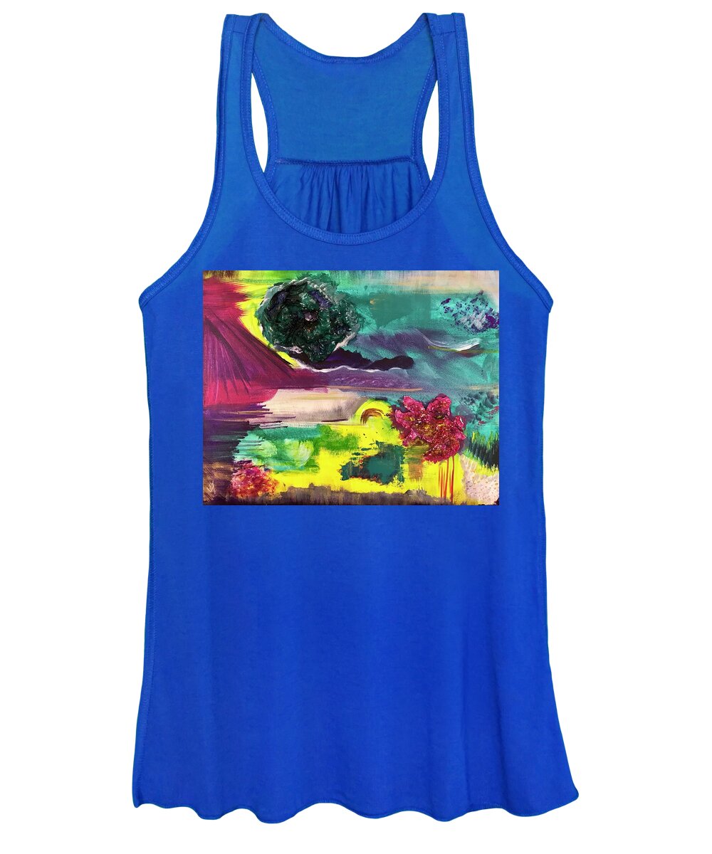 Painting Women's Tank Top featuring the painting Dawn of Creation by Laura Jaffe