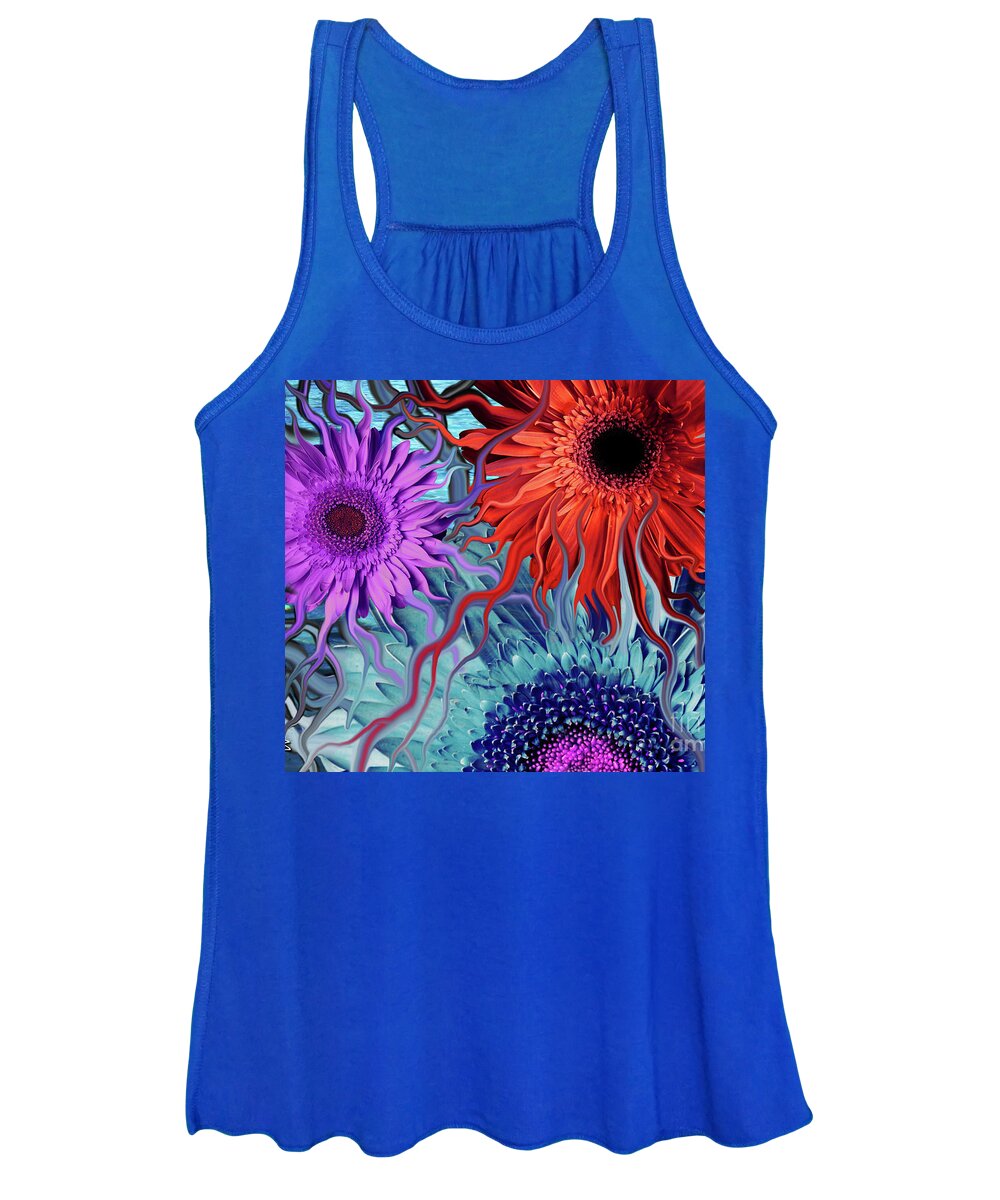 Flower Women's Tank Top featuring the painting Deep Water Daisy Dance by Christopher Beikmann