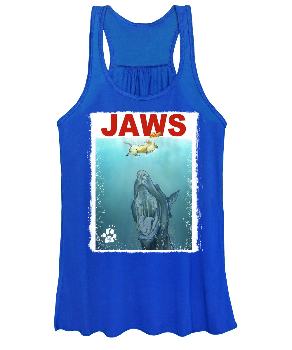 Dog Caricature Women's Tank Top featuring the drawing Dog-Themed JAWS Caricature Art Print by John LaFree