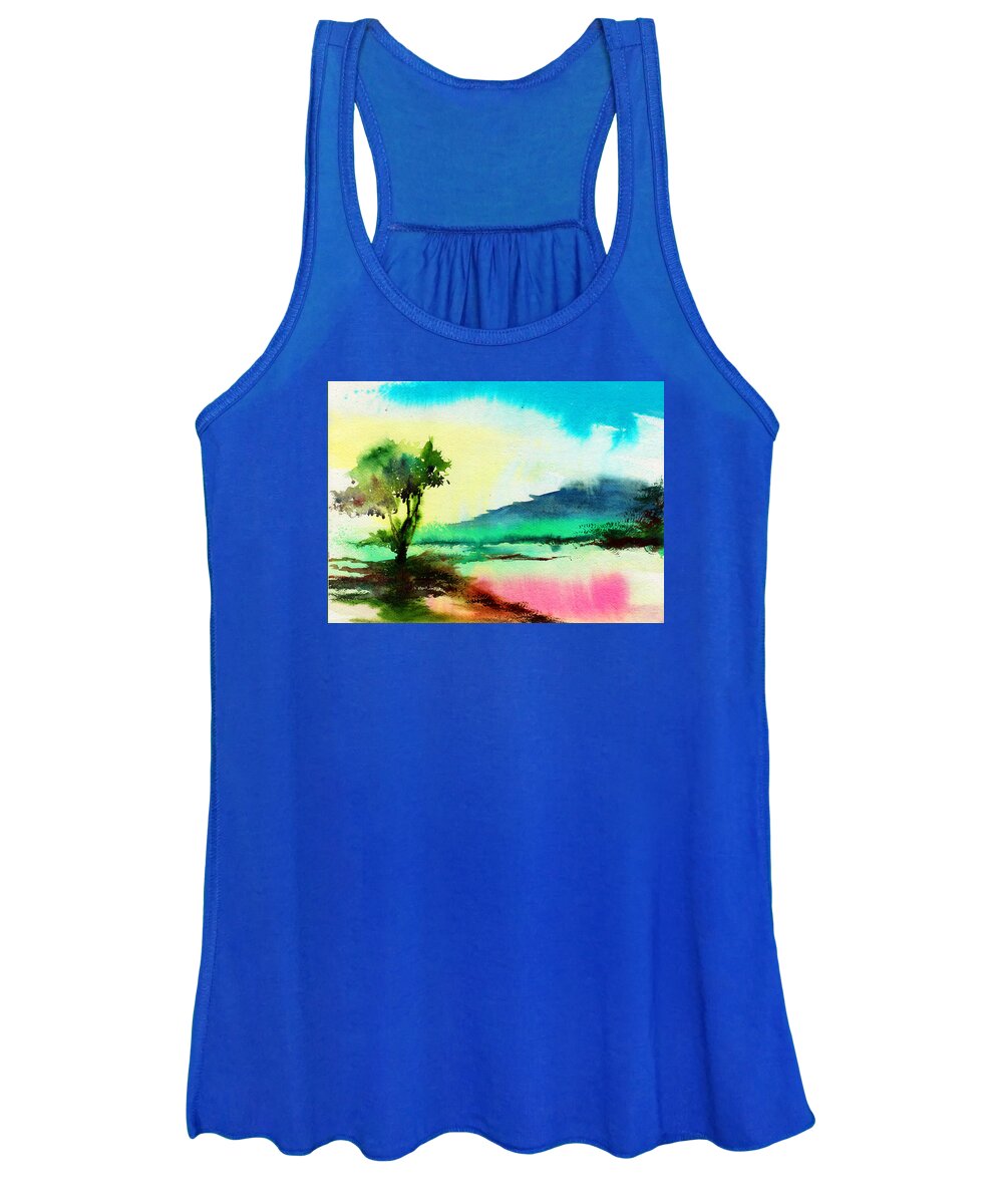 Nature Women's Tank Top featuring the painting Dreamland by Anil Nene