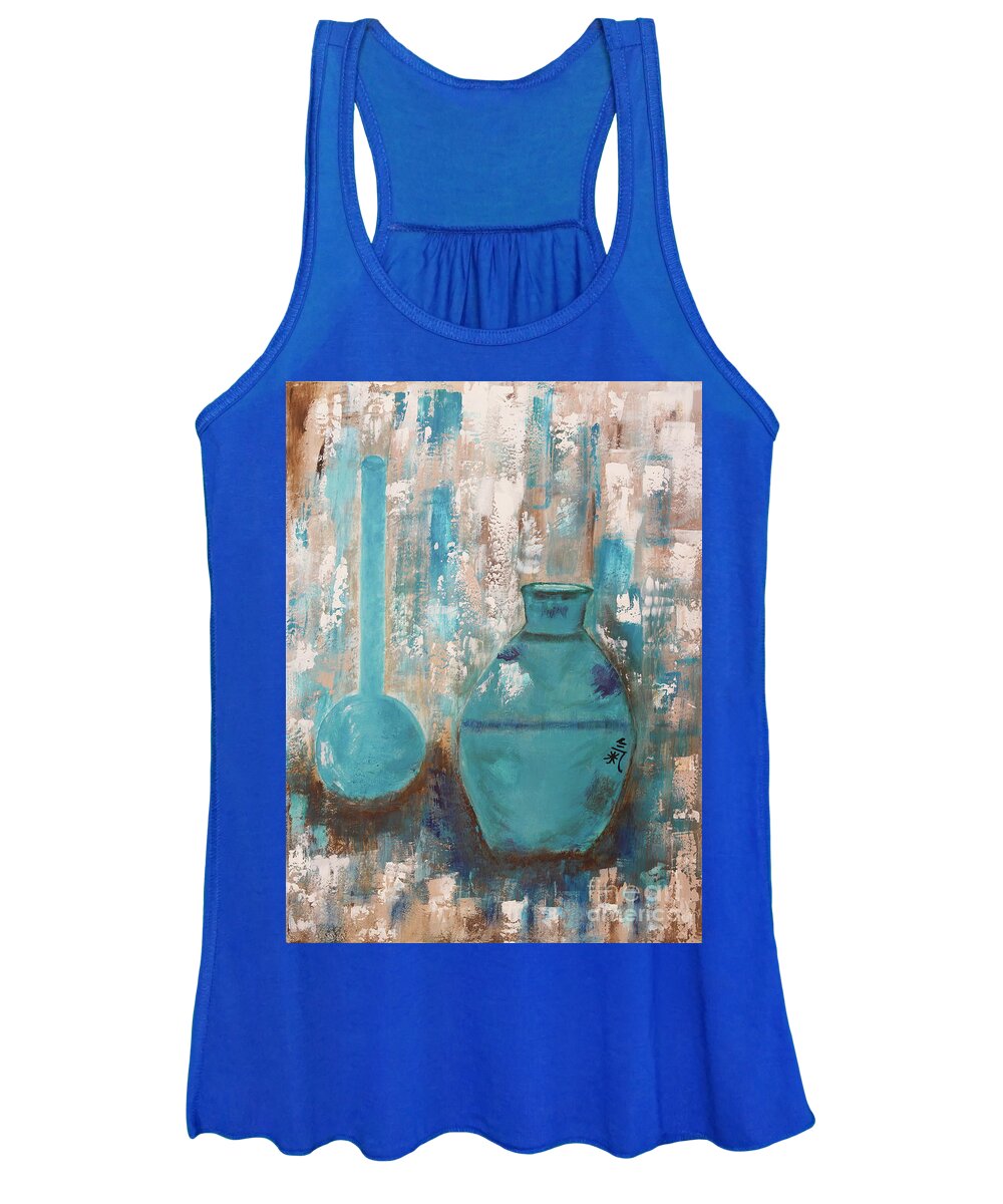 A-fine-art-painting-abstract Acrylic Women's Tank Top featuring the painting Earth And Vessels by Catalina Walker