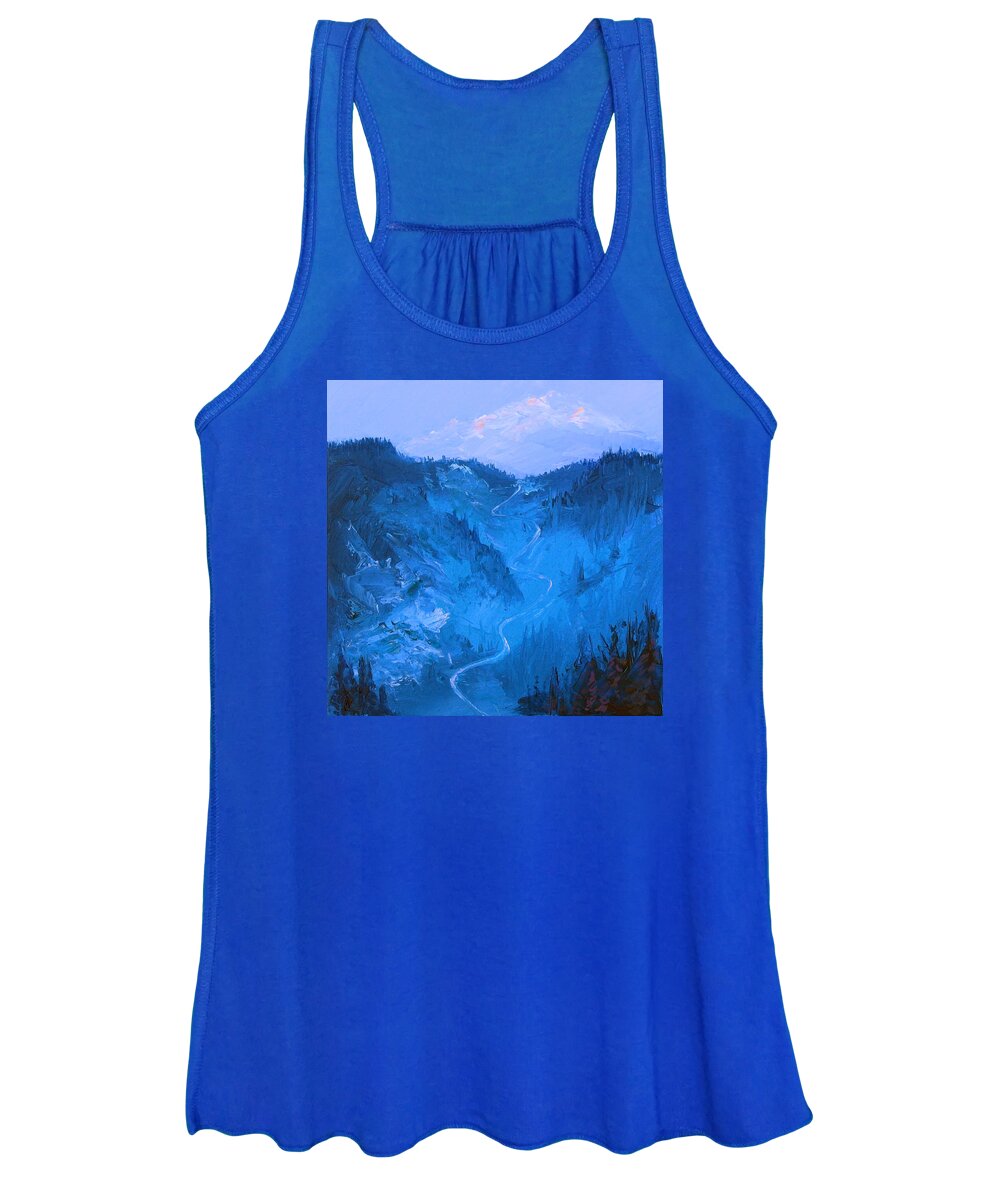 Ski Women's Tank Top featuring the painting First Tracks by Robert Bissett