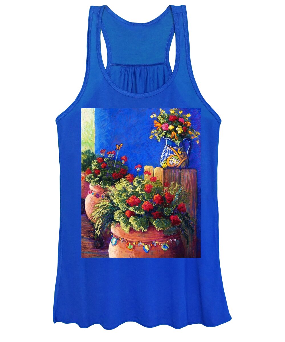 Garden Women's Tank Top featuring the pastel Geraniums and Talavera by Candy Mayer