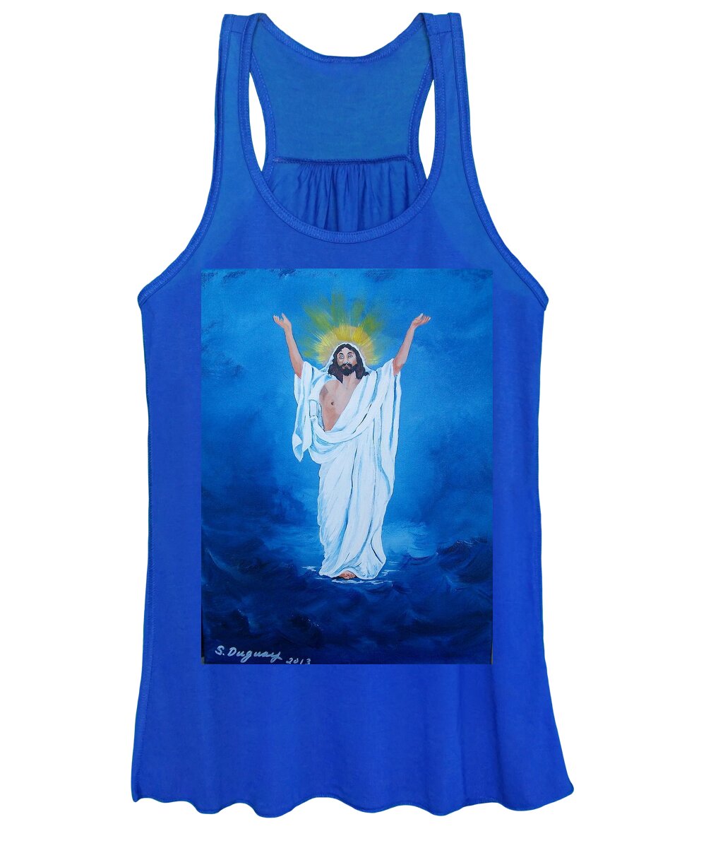Jesus Women's Tank Top featuring the painting He Walked on Water by Sharon Duguay
