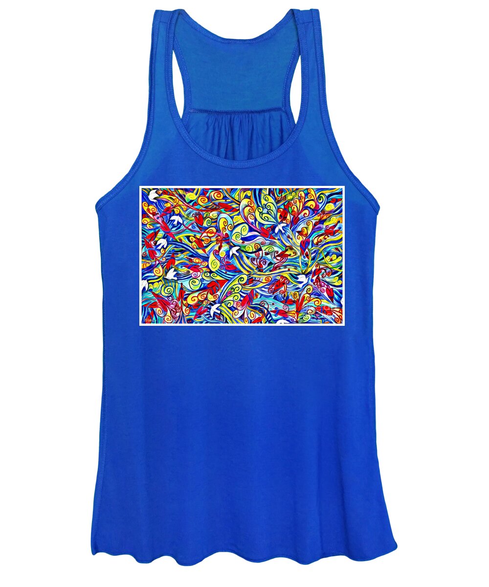Lise Winne Women's Tank Top featuring the painting Hurricane of Doves and Hearts by Lise Winne