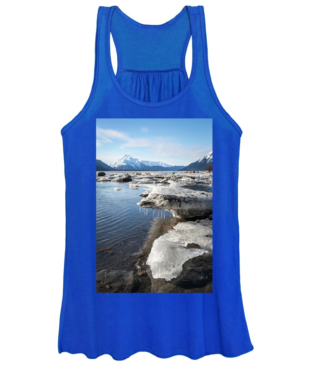 Chilkat Estuary Women's Tank Top featuring the photograph Ice chunks in the Chilkat Estuary by Michele Cornelius