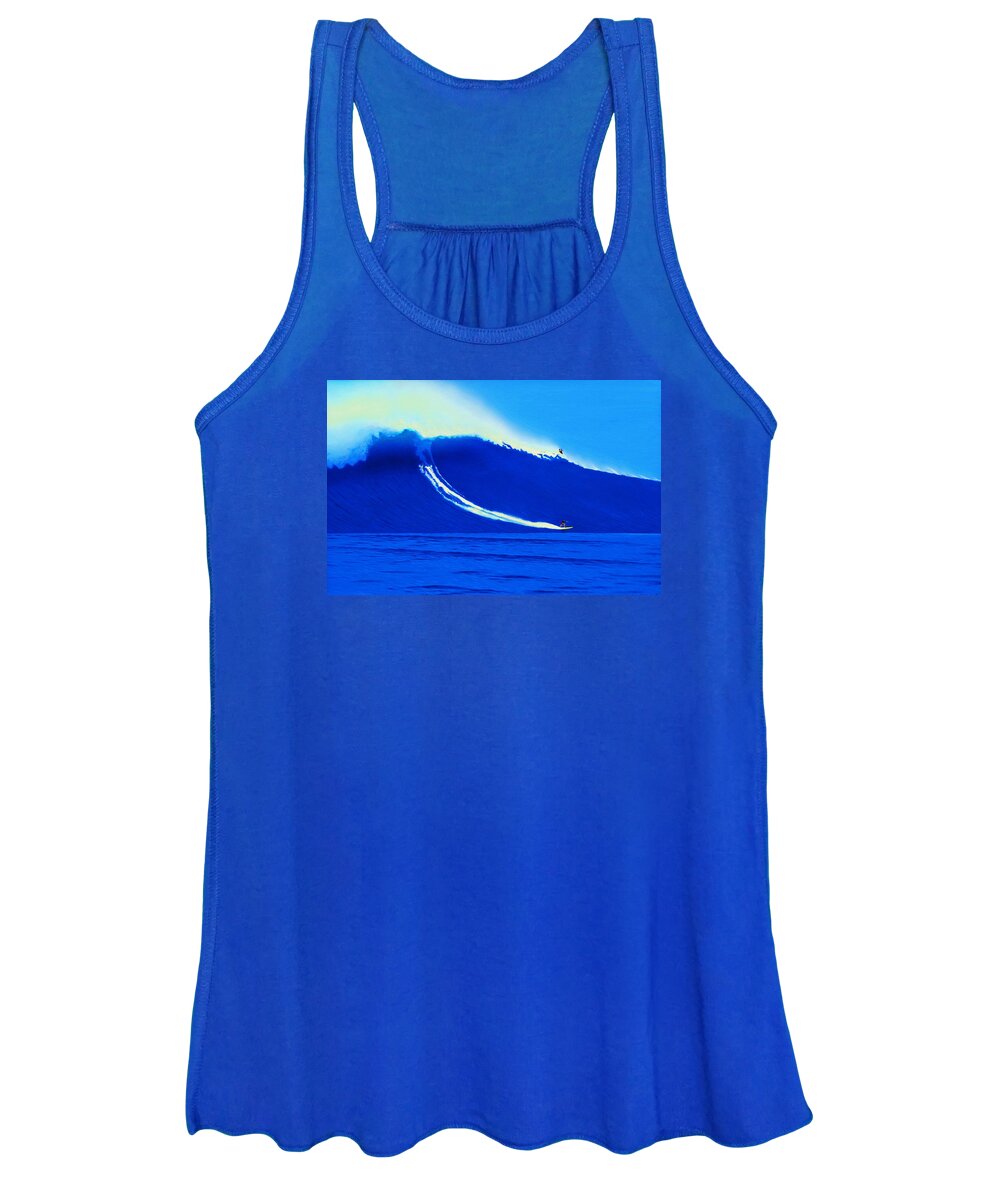 Surfing Women's Tank Top featuring the painting Jaws Water Angle 1-10-2004 by John Kaelin