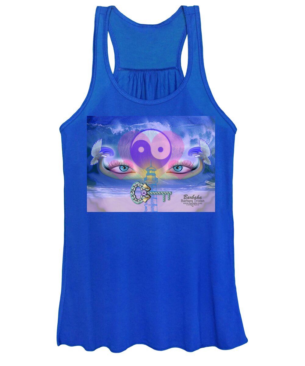 444 Women's Tank Top featuring the digital art Hope is the Key to Balance Love and Peace by Barbara Tristan