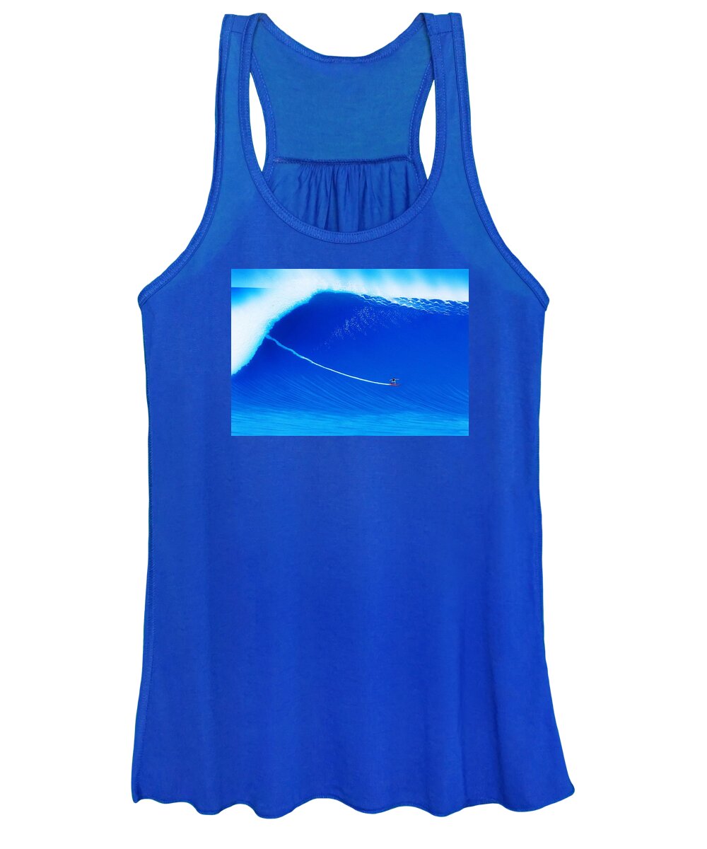 Surfing Women's Tank Top featuring the painting Jaws Cliff Angle 1-10-2004 by John Kaelin