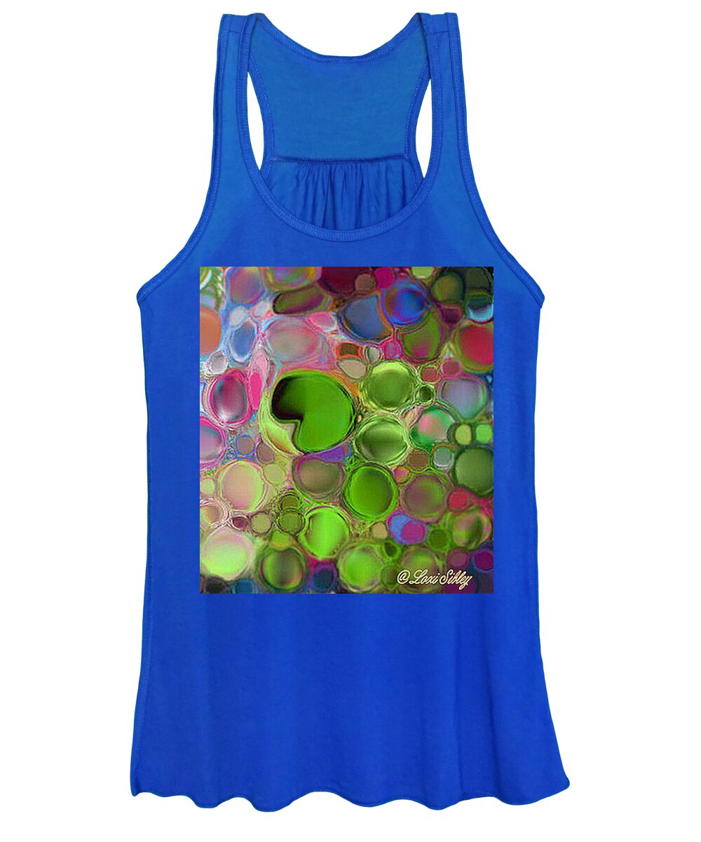Pink Women's Tank Top featuring the digital art Lilly Pond by Loxi Sibley