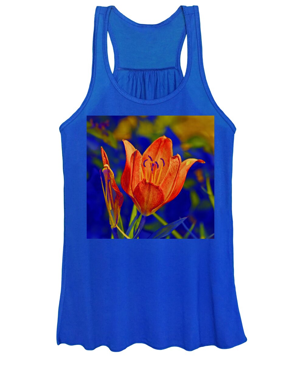 Flowers Women's Tank Top featuring the photograph Lily with Sabattier by Bill Barber