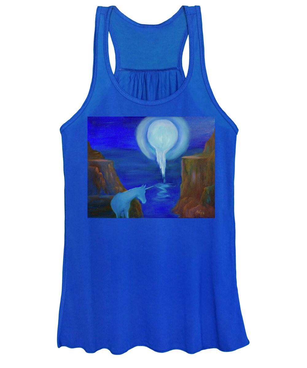 Moon Women's Tank Top featuring the painting Magical Azul by Nataya Crow