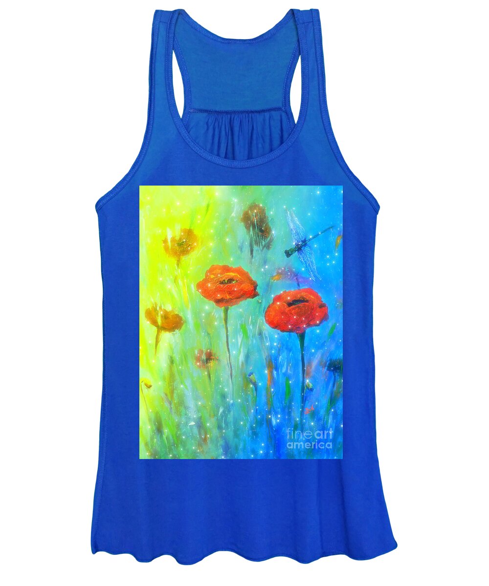 Poppy Women's Tank Top featuring the painting Magical Dragonfly by Claire Bull