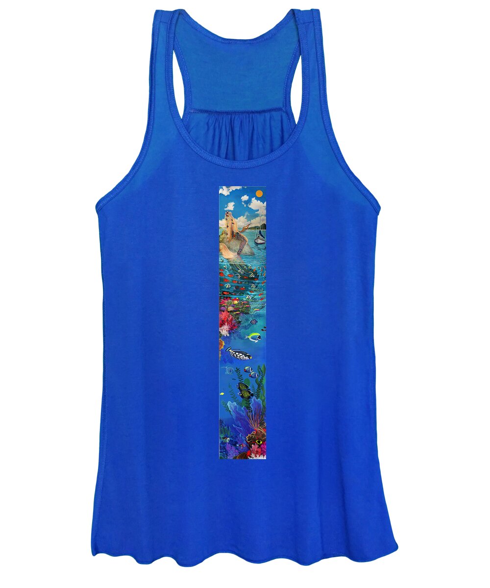 Mermaid Women's Tank Top featuring the painting Mermaid In Paradise Complete Underwater Descent by Bonnie Siracusa