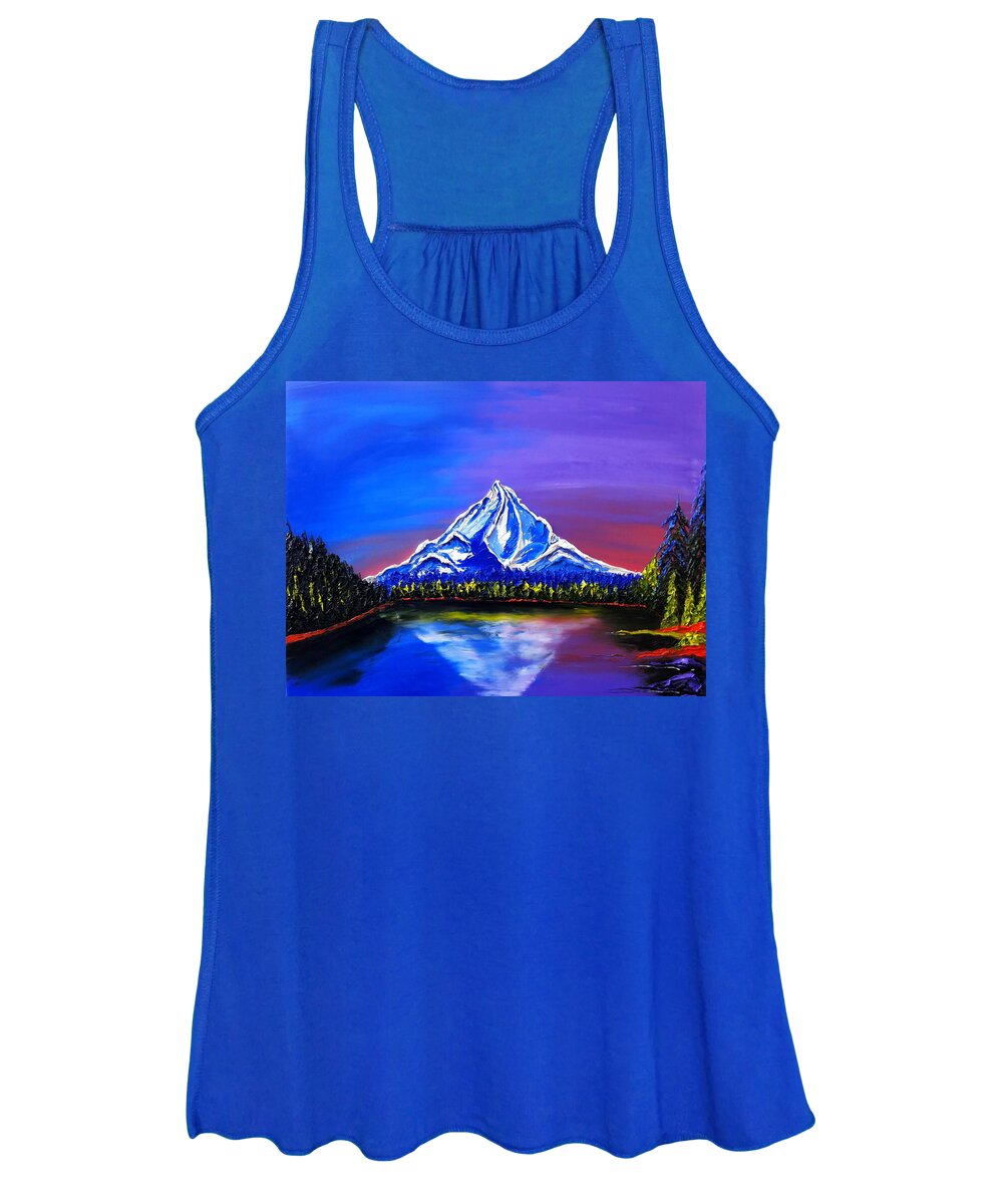  Women's Tank Top featuring the painting Mount Hood At Dusk #77 by James Dunbar