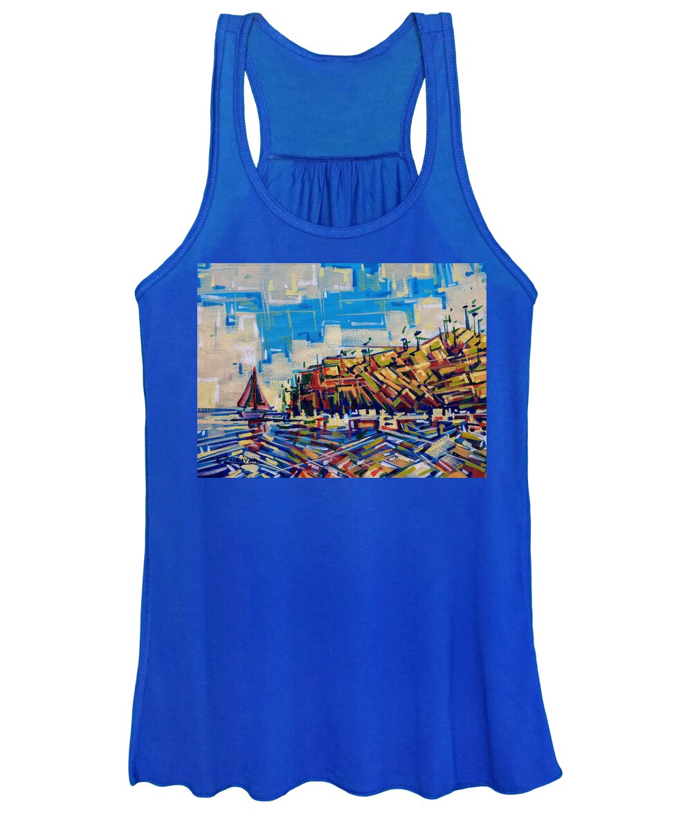 Sea Women's Tank Top featuring the painting Moved by the wind by Enrique Zaldivar