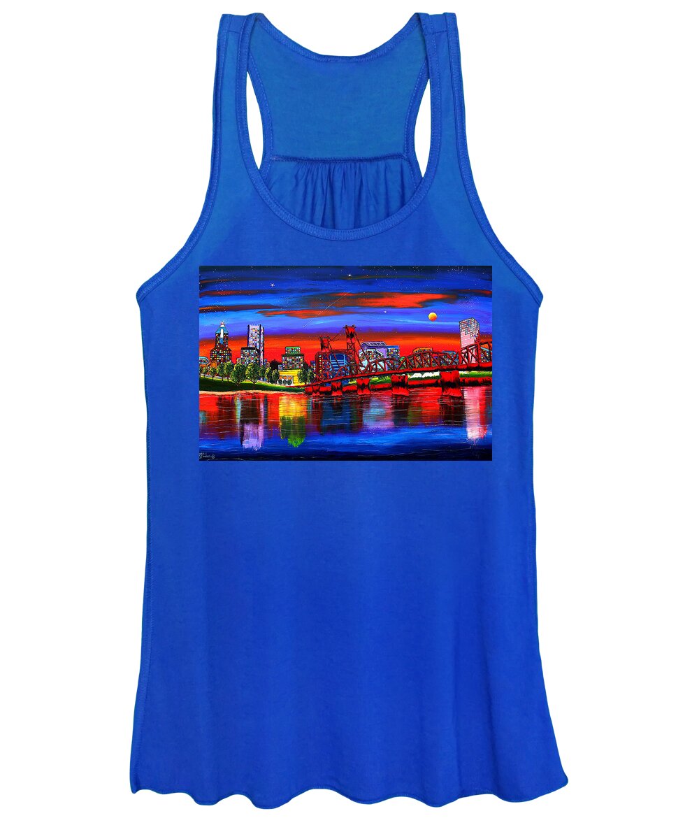  Women's Tank Top featuring the painting Portland Starry Night #4 by James Dunbar