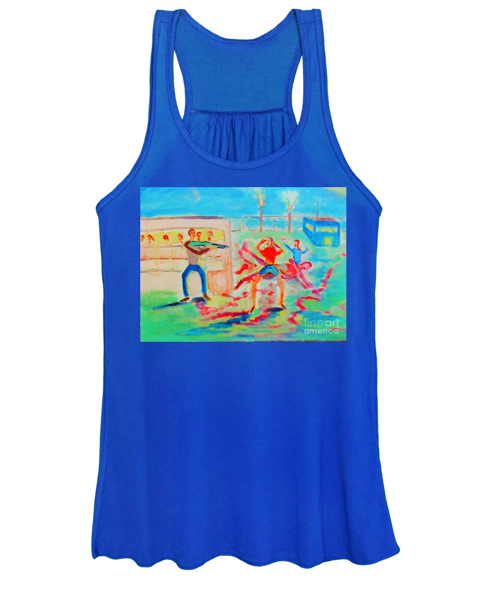 Prevention Women's Tank Top featuring the painting Prevention of Shootings Memorial by Stanley Morganstein